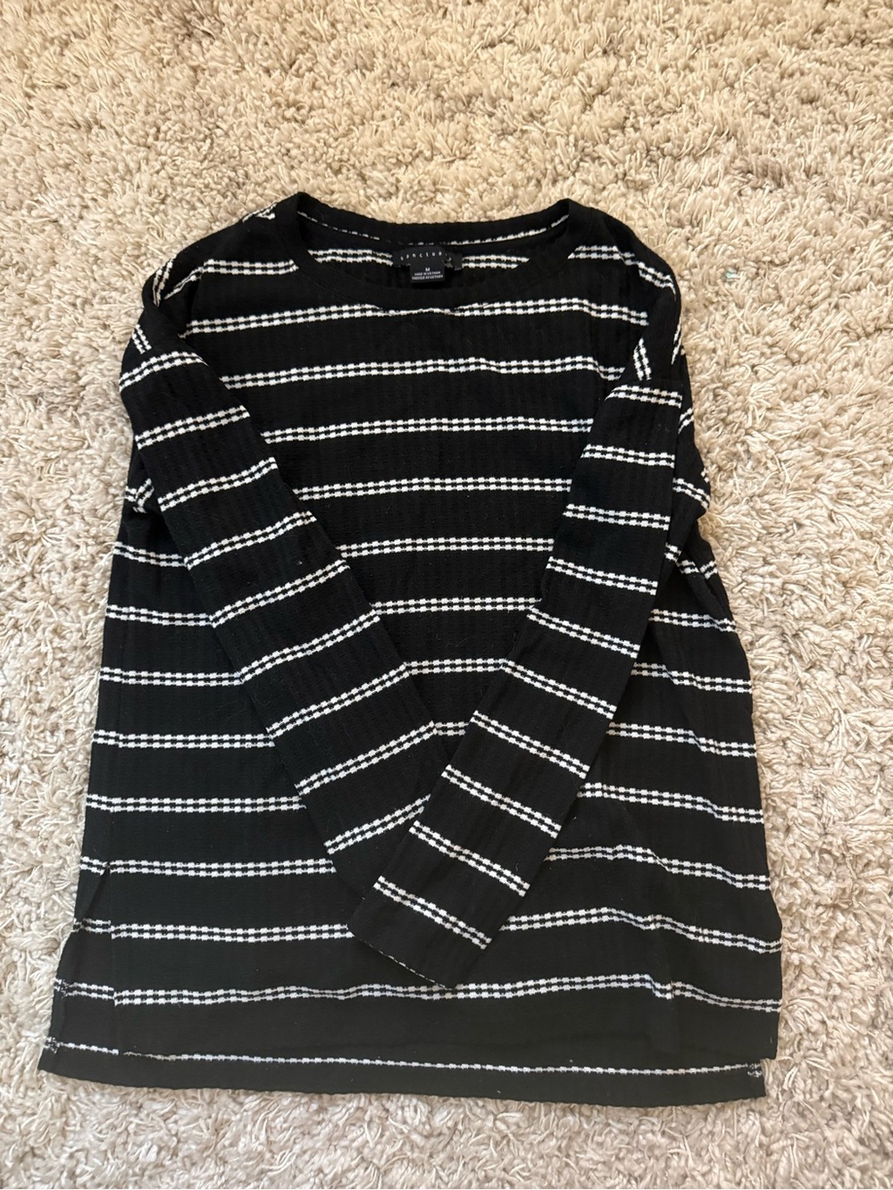 Sanctuary Black and White Striped Long Sleeve Top